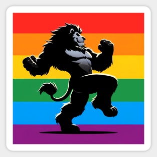 Rainbow LGBTQ Furry Pride Dancing Lion Fursona Sticker